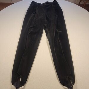 Vintage Bernard Zins Stirrup Pants Black Velvet 16 Womens US 12 Made in France